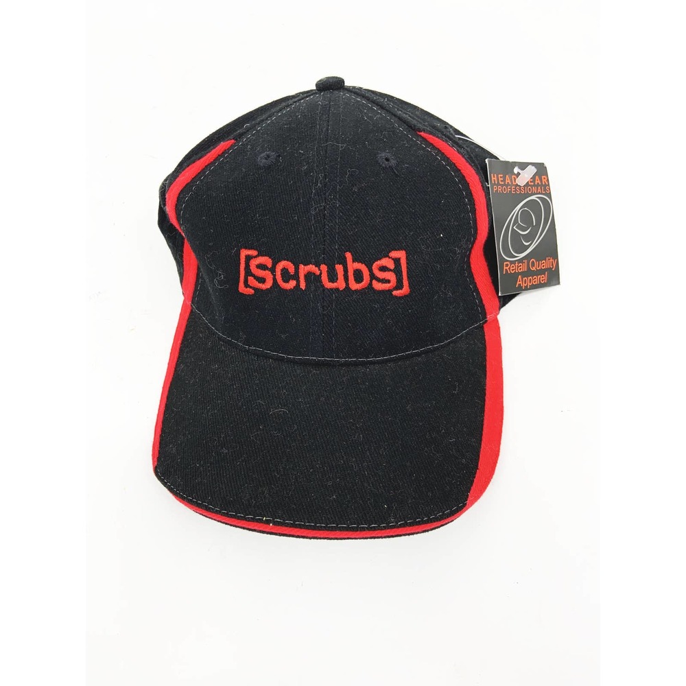 Scrubs Sportsman Strapback Cap Black Red Cap NWT